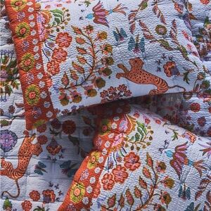 Anthropologie Bluebell Bazaar Queen Quilt & Shams